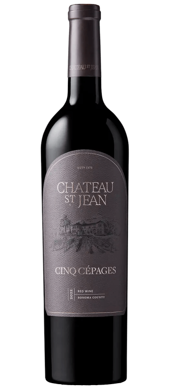 cinq cepages red wine chateau st jean bottle shot rev 2